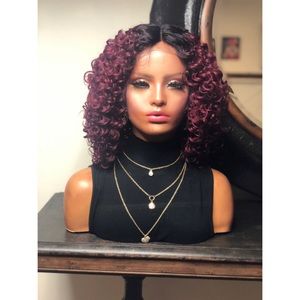 VEGA| CURLY RED WINE OMBRÉ LACE FRONT WIG